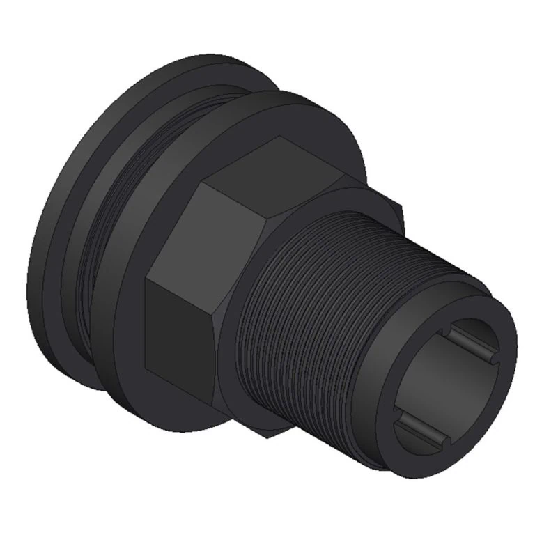 אטם יציאה ממיכל שטוח 3/4" סוג B שחור עם אום משושה והברגה ארוכה