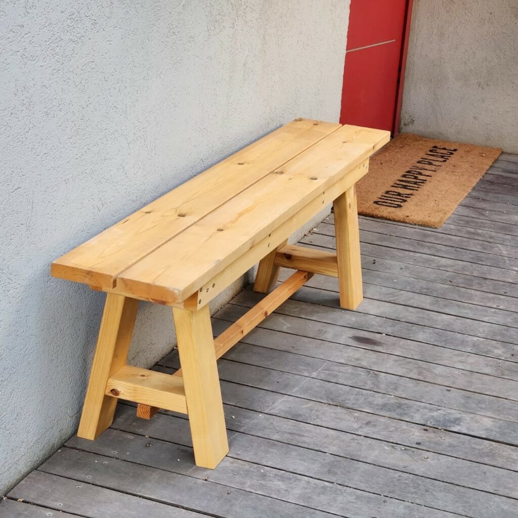 ספסל עץ ללא משענת לכניסה לבית להרכבה עצמית (2)