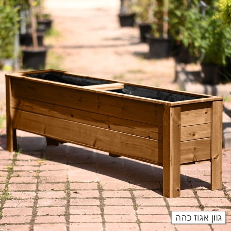 אדנית עץ גדולה דגם "דניס" בגוון אגוז כהה עם דיפון ניילון פנימי