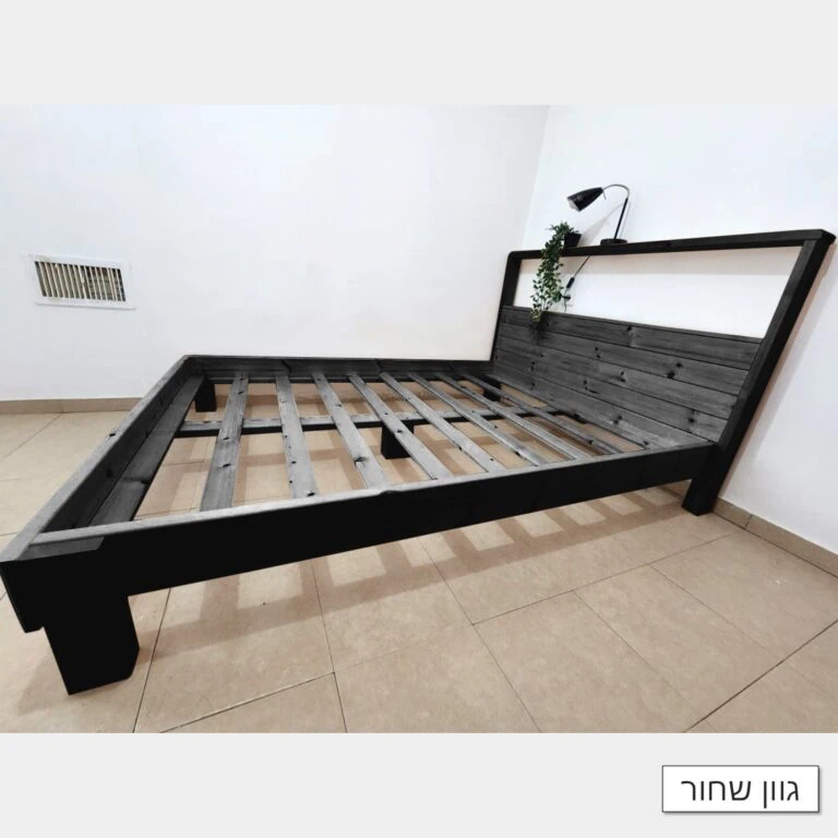 בסיס מיטה עם ראש מיטה דגם "ירדן" בגוון שחור