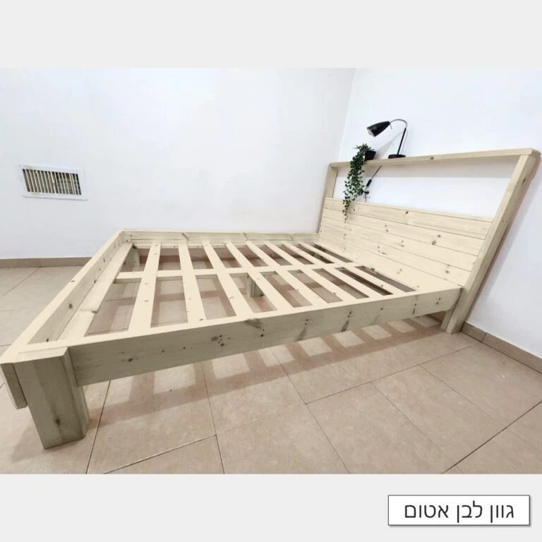 בסיס מיטה עם ראש מיטה דגם "ירדן" בגוון לבן אטום