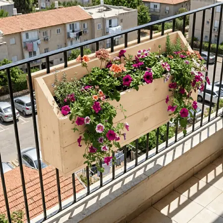 אדנית תלויה למעקה המרפסת