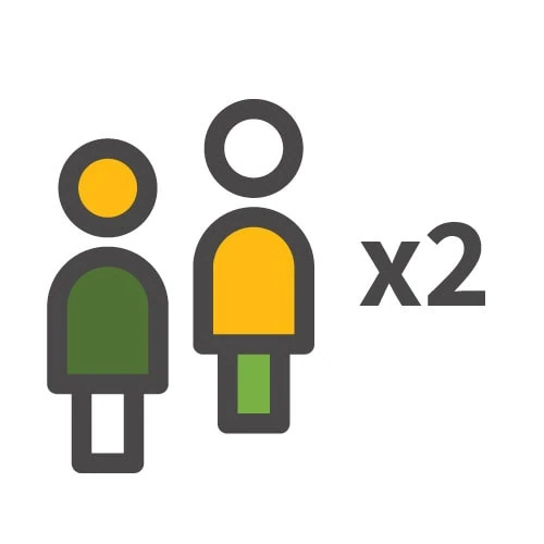 אייקון שתי דמויות עם הסימון x2, מומלץ לבצע בעזרת אדם נוסף